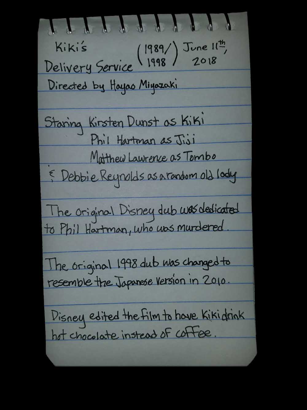 Kiki's Delivery Service, Film Notes, Trivia, Bagrisham, Brandon Grisham